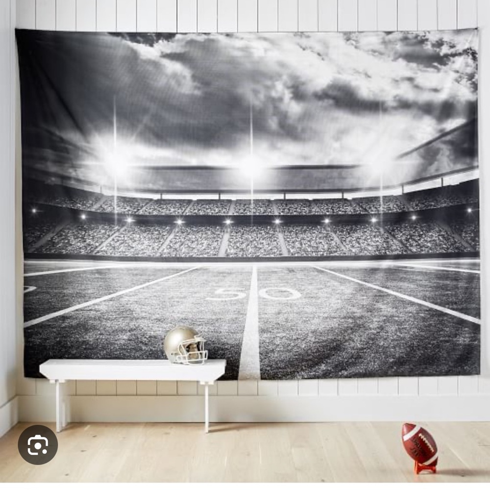 Pottery Barn Football Stadium Tapestry - Black and White